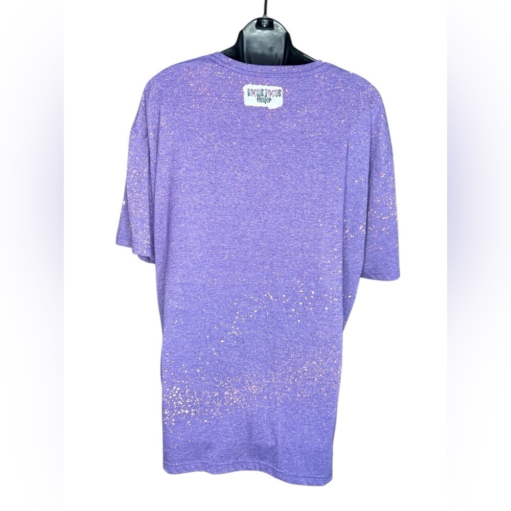 Gildan Womens vintage purple bleach-splattered Highland Cow Hocus Pocus sz XL - Picture 4 of 5